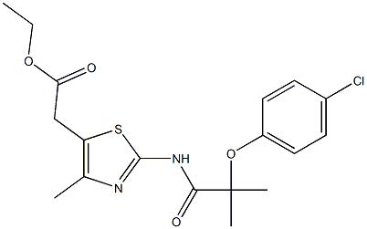 ethyl (2-{[2-(4-chlorophenoxy)-2-methylpropanoyl]amino}-4-methyl-1,3-thiazol-5-yl)acetate Structure