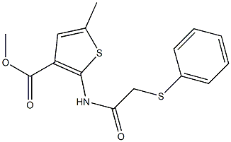 methyl 5-methyl-2-{[(phenylsulfanyl)acetyl]amino}thiophene-3-carboxylate Structure