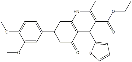 ethyl 7-(3,4-dimethoxyphenyl)-2-methyl-5-oxo-4-(2-thienyl)-1,4,5,6,7,8-hexahydro-3-quinolinecarboxylate Structure