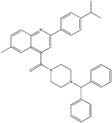 4-[(4-benzhydryl-1-piperazinyl)carbonyl]-2-(4-isopropylphenyl)-6-methylquinoline 구조식 이미지