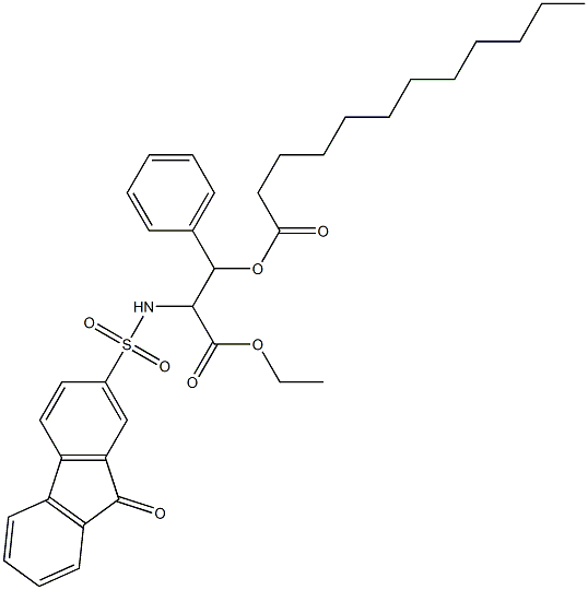 3-ethoxy-3-oxo-2-{[(9-oxo-9H-fluoren-2-yl)sulfonyl]amino}-1-phenylpropyl laurate 구조식 이미지