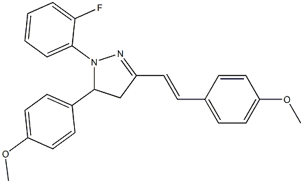 1-(2-fluorophenyl)-5-(4-methoxyphenyl)-3-[2-(4-methoxyphenyl)vinyl]-4,5-dihydro-1H-pyrazole 구조식 이미지