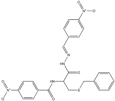 N-[1-[(benzylsulfanyl)methyl]-2-(2-{4-nitrobenzylidene}hydrazino)-2-oxoethyl]-4-nitrobenzamide 구조식 이미지