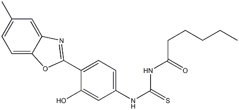 N-hexanoyl-N'-[3-hydroxy-4-(5-methyl-1,3-benzoxazol-2-yl)phenyl]thiourea 구조식 이미지