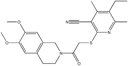 2-{[2-(6,7-dimethoxy-3,4-dihydroisoquinolin-2(1H)-yl)-2-oxoethyl]sulfanyl}-5-ethyl-4,6-dimethylnicotinonitrile Structure