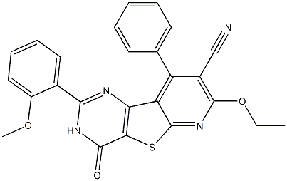 7-ethoxy-2-(2-methoxyphenyl)-4-oxo-9-phenyl-3,4-dihydropyrido[3',2':4,5]thieno[3,2-d]pyrimidine-8-carbonitrile 구조식 이미지