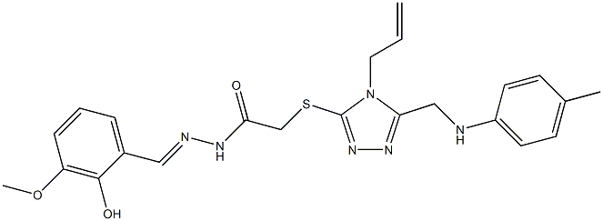 2-{[4-allyl-5-(4-toluidinomethyl)-4H-1,2,4-triazol-3-yl]sulfanyl}-N'-(2-hydroxy-3-methoxybenzylidene)acetohydrazide Structure