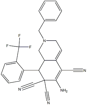 6-amino-2-benzyl-8-[2-(trifluoromethyl)phenyl]-2,3,8,8a-tetrahydro-5,7,7(1H)-isoquinolinetricarbonitrile Structure