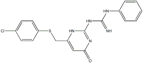 N-(6-{[(4-chlorophenyl)thio]methyl}-4-oxo-1,4-dihydro-2-pyrimidinyl)-N'-phenylguanidine 구조식 이미지