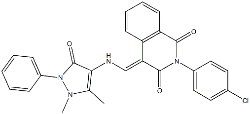 2-(4-chlorophenyl)-4-{[(1,5-dimethyl-3-oxo-2-phenyl-2,3-dihydro-1H-pyrazol-4-yl)amino]methylene}-1,3(2H,4H)-isoquinolinedione Structure