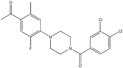 1-{4-[4-(3,4-dichlorobenzoyl)-1-piperazinyl]-5-fluoro-2-methylphenyl}ethanone Structure