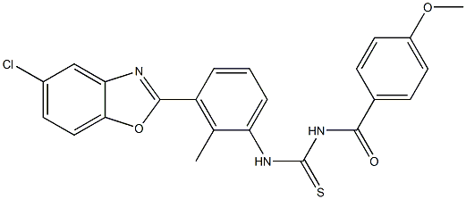 N-[3-(5-chloro-1,3-benzoxazol-2-yl)-2-methylphenyl]-N'-(4-methoxybenzoyl)thiourea 구조식 이미지