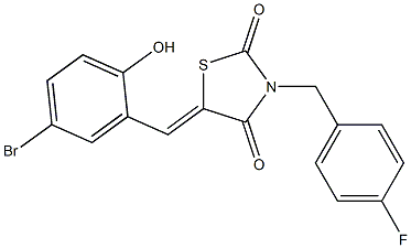 5-(5-bromo-2-hydroxybenzylidene)-3-(4-fluorobenzyl)-1,3-thiazolidine-2,4-dione 구조식 이미지