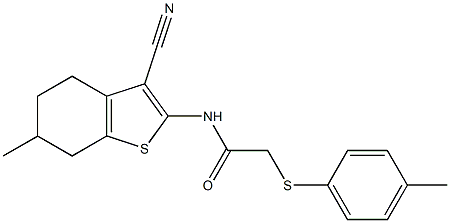 N-(3-cyano-6-methyl-4,5,6,7-tetrahydro-1-benzothien-2-yl)-2-[(4-methylphenyl)sulfanyl]acetamide Structure