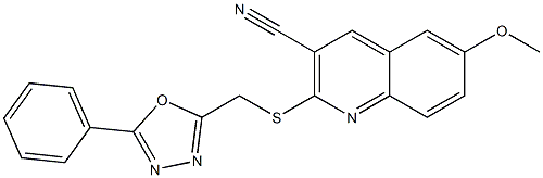 6-(methyloxy)-2-{[(5-phenyl-1,3,4-oxadiazol-2-yl)methyl]sulfanyl}quinoline-3-carbonitrile Structure