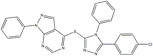 4-{[5-(4-chlorophenyl)-4-phenyl-4H-1,2,4-triazol-3-yl]thio}-1-phenyl-1H-pyrazolo[3,4-d]pyrimidine 구조식 이미지
