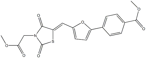 methyl 4-(5-{[3-(2-methoxy-2-oxoethyl)-2,4-dioxo-1,3-thiazolidin-5-ylidene]methyl}-2-furyl)benzoate 구조식 이미지