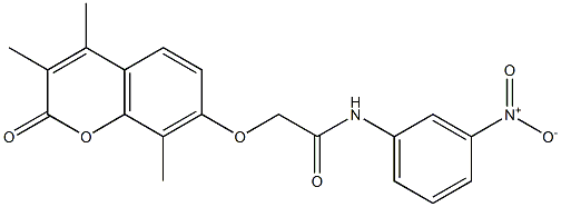 N-{3-nitrophenyl}-2-[(3,4,8-trimethyl-2-oxo-2H-chromen-7-yl)oxy]acetamide 구조식 이미지