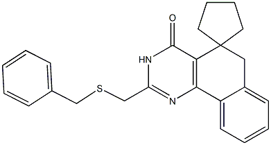 2-[(benzylsulfanyl)methyl]-spiro(5,6-dihydrobenzo[h]quinazoline-5,1'-cyclopentane)-4(3H)-one 구조식 이미지