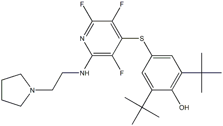 2,6-ditert-butyl-4-[(2,3,5-trifluoro-6-{[2-(1-pyrrolidinyl)ethyl]amino}-4-pyridinyl)sulfanyl]phenol Structure