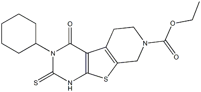 ethyl 3-cyclohexyl-4-oxo-2-thioxo-1,3,4,5,6,8-hexahydropyrido[4',3':4,5]thieno[2,3-d]pyrimidine-7(2H)-carboxylate 구조식 이미지