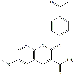 2-[(4-acetylphenyl)imino]-6-methoxy-2H-chromene-3-carboxamide 구조식 이미지