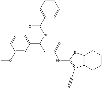 N-[3-[(3-cyano-4,5,6,7-tetrahydro-1-benzothien-2-yl)amino]-1-(3-methoxyphenyl)-3-oxopropyl]benzamide Structure