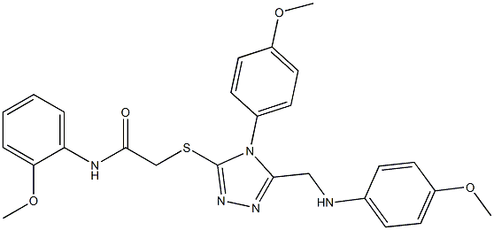 2-{[5-[(4-methoxyanilino)methyl]-4-(4-methoxyphenyl)-4H-1,2,4-triazol-3-yl]sulfanyl}-N-(2-methoxyphenyl)acetamide 구조식 이미지