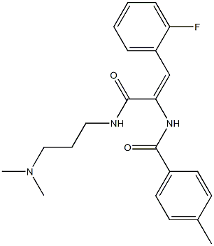 N-[1-({[3-(dimethylamino)propyl]amino}carbonyl)-2-(2-fluorophenyl)vinyl]-4-methylbenzamide 구조식 이미지