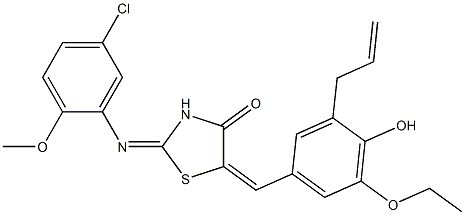 5-(3-allyl-5-ethoxy-4-hydroxybenzylidene)-2-[(5-chloro-2-methoxyphenyl)imino]-1,3-thiazolidin-4-one 구조식 이미지
