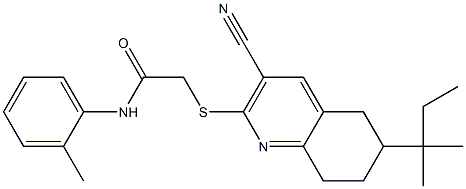 2-[(3-cyano-6-tert-pentyl-5,6,7,8-tetrahydro-2-quinolinyl)sulfanyl]-N-(2-methylphenyl)acetamide 구조식 이미지