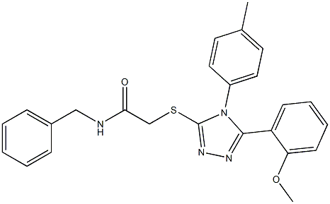 N-benzyl-2-{[5-(2-methoxyphenyl)-4-(4-methylphenyl)-4H-1,2,4-triazol-3-yl]sulfanyl}acetamide 구조식 이미지