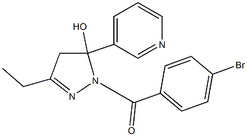 1-(4-bromobenzoyl)-3-ethyl-5-(3-pyridinyl)-4,5-dihydro-1H-pyrazol-5-ol 구조식 이미지