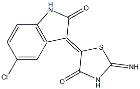 5-chloro-3-(2-imino-4-oxo-1,3-thiazolidin-5-ylidene)-1,3-dihydro-2H-indol-2-one Structure