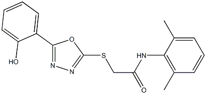 N-(2,6-dimethylphenyl)-2-{[5-(2-hydroxyphenyl)-1,3,4-oxadiazol-2-yl]sulfanyl}acetamide 구조식 이미지