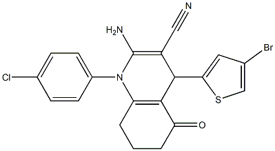 2-amino-4-(4-bromo-2-thienyl)-1-(4-chlorophenyl)-5-oxo-1,4,5,6,7,8-hexahydro-3-quinolinecarbonitrile Structure