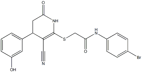 N-(4-bromophenyl)-2-{[3-cyano-4-(3-hydroxyphenyl)-6-oxo-1,4,5,6-tetrahydro-2-pyridinyl]sulfanyl}acetamide Structure