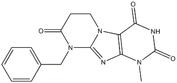 1-methyl-9-(phenylmethyl)-6,7-dihydropyrimido[2,1-f]purine-2,4,8(1H,3H,9H)-trione Structure