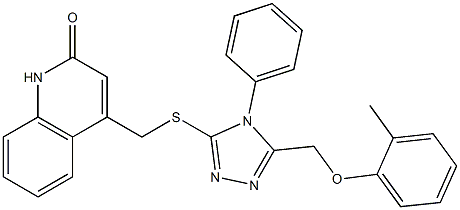 4-[({5-[(2-methylphenoxy)methyl]-4-phenyl-4H-1,2,4-triazol-3-yl}sulfanyl)methyl]-2(1H)-quinolinone 구조식 이미지