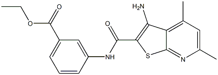 ethyl 3-{[(3-amino-4,6-dimethylthieno[2,3-b]pyridin-2-yl)carbonyl]amino}benzoate Structure