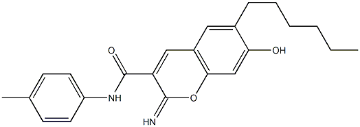 6-hexyl-7-hydroxy-2-imino-N-(4-methylphenyl)-2H-chromene-3-carboxamide 구조식 이미지