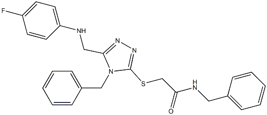 N-benzyl-2-({4-benzyl-5-[(4-fluoroanilino)methyl]-4H-1,2,4-triazol-3-yl}sulfanyl)acetamide 구조식 이미지