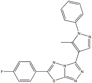 6-(4-fluorophenyl)-3-(5-methyl-1-phenyl-1H-pyrazol-4-yl)[1,2,4]triazolo[3,4-b][1,3,4]thiadiazole 구조식 이미지