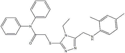2-({5-[(2,4-dimethylanilino)methyl]-4-ethyl-4H-1,2,4-triazol-3-yl}sulfanyl)-N,N-diphenylacetamide 구조식 이미지