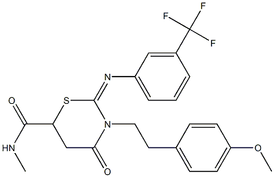 3-[2-(4-methoxyphenyl)ethyl]-N-methyl-4-oxo-2-{[3-(trifluoromethyl)phenyl]imino}-1,3-thiazinane-6-carboxamide 구조식 이미지