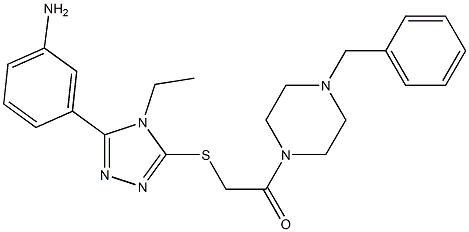 3-(5-{[2-(4-benzyl-1-piperazinyl)-2-oxoethyl]sulfanyl}-4-ethyl-4H-1,2,4-triazol-3-yl)phenylamine 구조식 이미지