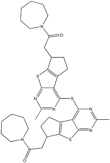 2-(1-azepanyl)-2-oxoethyl2-methyl-6,7-dihydro-5H-cyclopenta[4,5]thieno[2,3-d]pyrimidin-4-ylsulfide 구조식 이미지