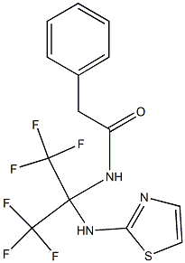 2-phenyl-N-[2,2,2-trifluoro-1-(1,3-thiazol-2-ylamino)-1-(trifluoromethyl)ethyl]acetamide 구조식 이미지