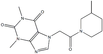 1,3-dimethyl-7-[2-(3-methyl-1-piperidinyl)-2-oxoethyl]-3,7-dihydro-1H-purine-2,6-dione Structure