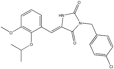 3-(4-chlorobenzyl)-5-(2-isopropoxy-3-methoxybenzylidene)imidazolidine-2,4-dione Structure